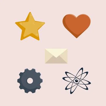 Web icons set heart email star molecule and gear Stock Illustration