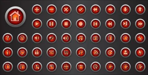 Web Icons set. Internet buttons collection with signs. Stock Illustration