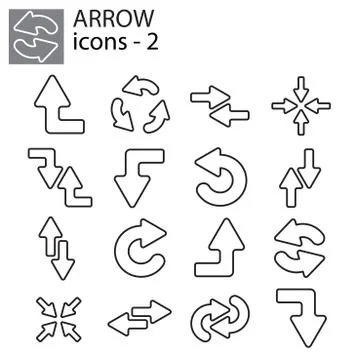 Web icons set - Line arrows black on white background Illustrazione stock