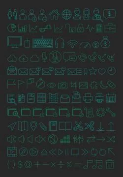 Web icons set line thin style. Vector illustration. Stock Illustration