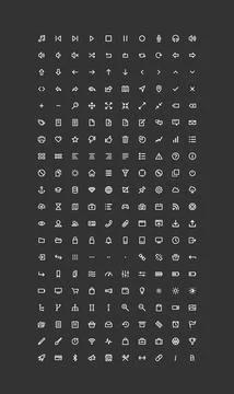 Web icons set linear flat outline style icon Stock Illustration