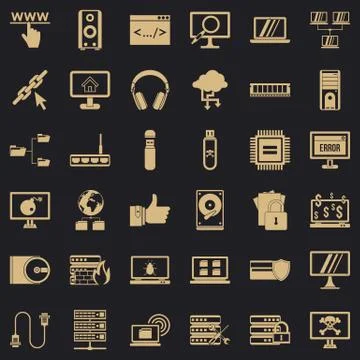 Web icons set, simple style Illustrazione stock