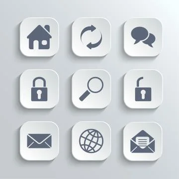 Web icons set - vector white app buttons Illustrazione stock