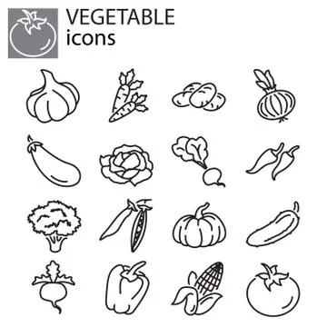 Web icons set - Vegetables black on white background Illustrazione stock