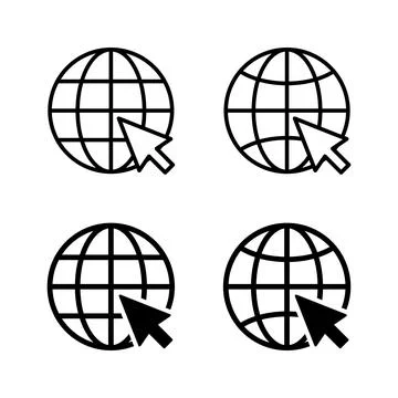 Web icons vector. go to web sign and symbol. web click icon. Global search ic Stock Illustration