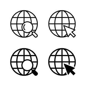 Web icons vector. go to web sign and symbol. web click icon. Global search ic Stock Illustration