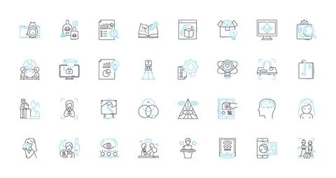 Web industry linear icons set. E-commerce, SEO, Hosting, Coding, Web design Illustrazione stock