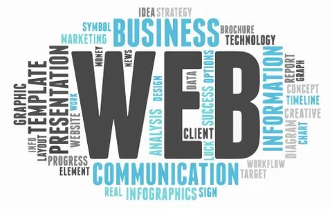 Web informative word cloud concept. Typography Stock Illustration