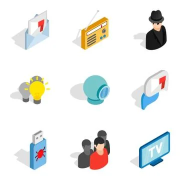 Web install icons set, isometric style Stock Illustration