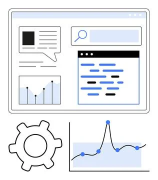 Web Interface with Analytics and SEO Elements for Optimized Online Presence Stock Illustration