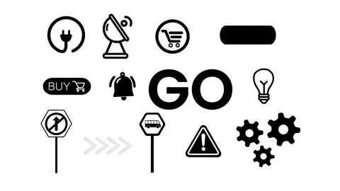 Web interface application icon, different logo animation. different icon an.. Stock Footage 321997504