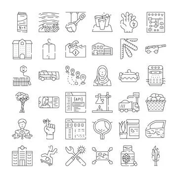 Web interface business linear icon collection set Stock Illustration