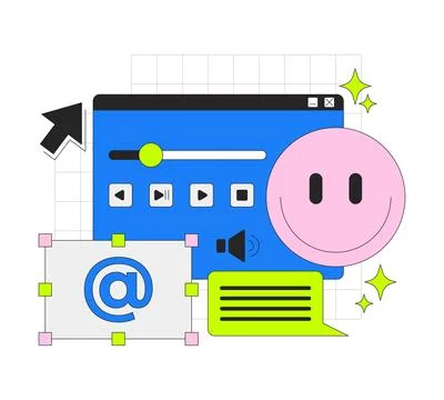 Web interface with digital communication 2D onboarding ui illustration Stock Illustration