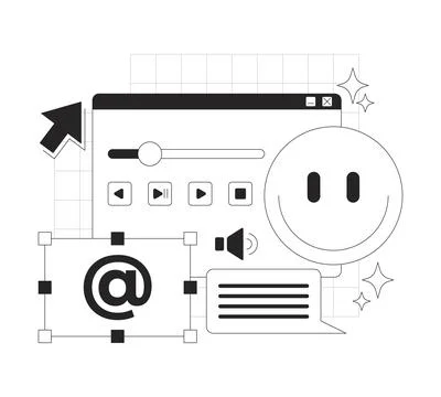 Web interface with digital communication line onboarding ui illustration Illustrazione stock