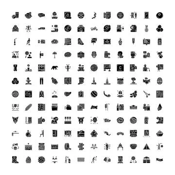 Web interface flat design glyph icons collection Stock Illustration