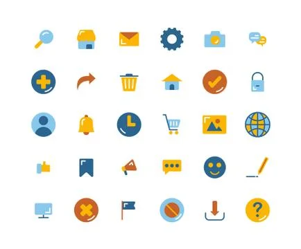 Web Interface flat icon set. Vector and Illustration. Stock Illustration