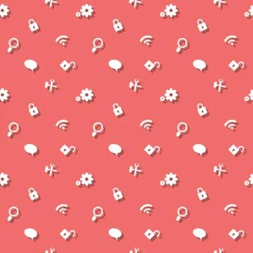 Web Interface Flat Icons Seamless Pattern Stock Illustration