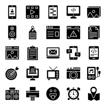 Web Interface Glyph Vectors Pack Stock Illustration