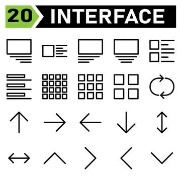 Web interface icon set include media, right, layout, picture, left, center, l Stock Illustration