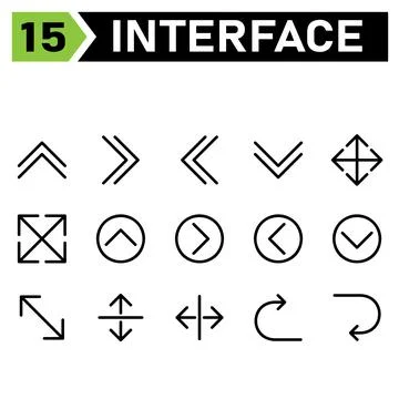 Web interface icon set include direction, arrows, angle, double, up, right, l 스톡 일러스트