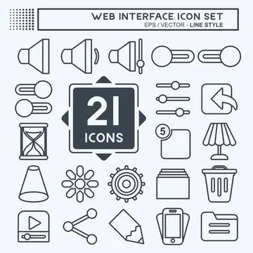 Web Interface Icon Set. suitable for web interface symbol. line style. simple Stock Illustration