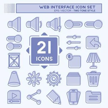 Web Interface Icon Set. suitable for web interface symbol. two tone style. si Stock Illustration