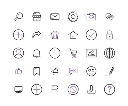 Web Interface outline icon set. Vector and Illustration. Illustrazione stock