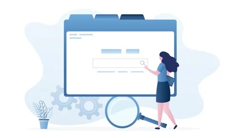 Web interface, search field. Female user searching data in internet browser.. Stock Footage 307089180