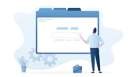 Web interface, search field. Male user searching data in internet browser. .. Stock Footage 307089174