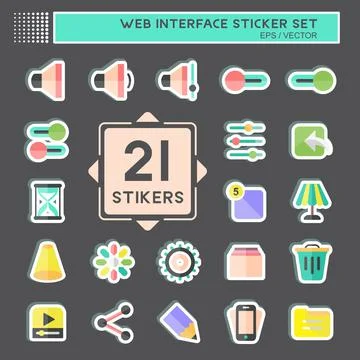 Web Interface Sticker Set. suitable for web interface symbol. simple design e Stock Illustration