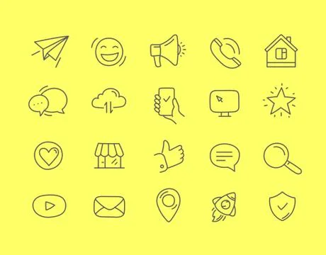 Web interface thin vector linear icons Illustrazione stock