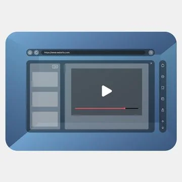 Web Interface UI Kit with Video Player and Social Media Icons Stock Illustration