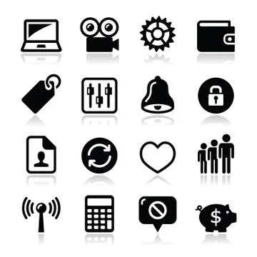 Web internet icons set - vector Stock Illustration