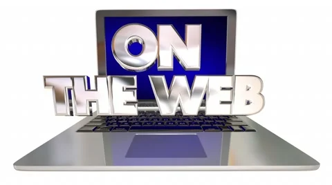 On the Web Internet Site Online Computer Laptop 3D Words Stock Footage 61250599