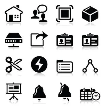 Web, internet vector black icons set Stock Illustration