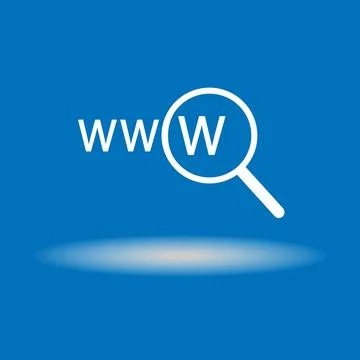 Web Internet WWW Search Text and Magnifying Glass. Stock Illustration