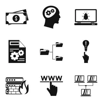 Web job icons set, simple style 스톡 일러스트