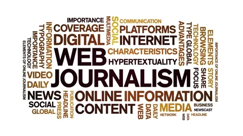 Web Journalism animated word cloud,animation kinetic typography seamless loop. Stock Footage 273494992