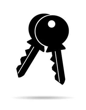 Web key icon with shadow, Lock symbol isolated on white background, house pro Stock Illustration