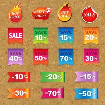 Web labels big set with cork Stock Illustration