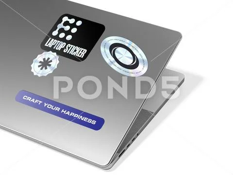 Web Laptop Sticker Mockup PSD Template