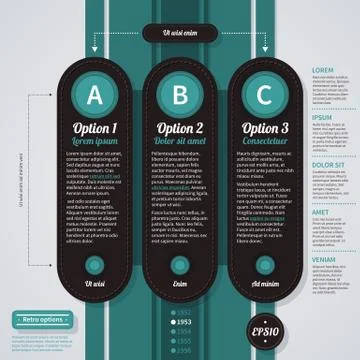 Web layout with 3 vertical options in retro style. EPS10. Stock Illustration