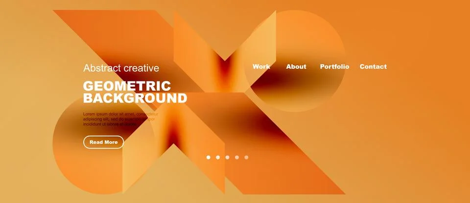 Web layout with amber modern geometric forms Stock Illustration