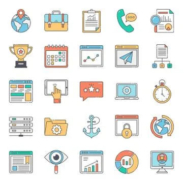 Web Layout Flat Icons Pack Stock-Illustration