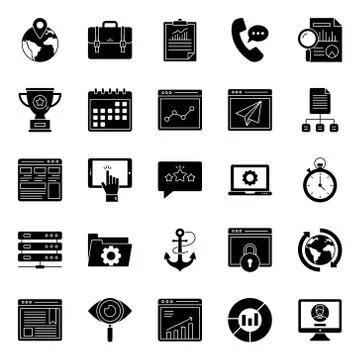 Web Layout Glyph Icons Pack Stock Illustration