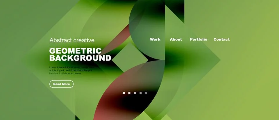 Web layout with green geometric gradient collage, panoramic vector background Stock Illustration