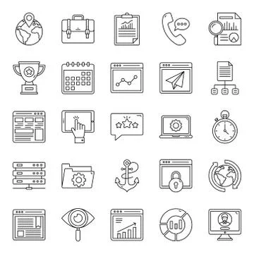 Web Layout Line Icons Pack Stock-Illustration