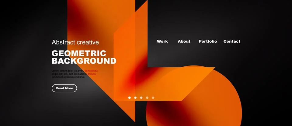 Web layout with orange and red geometric gradient collage Stock Illustration