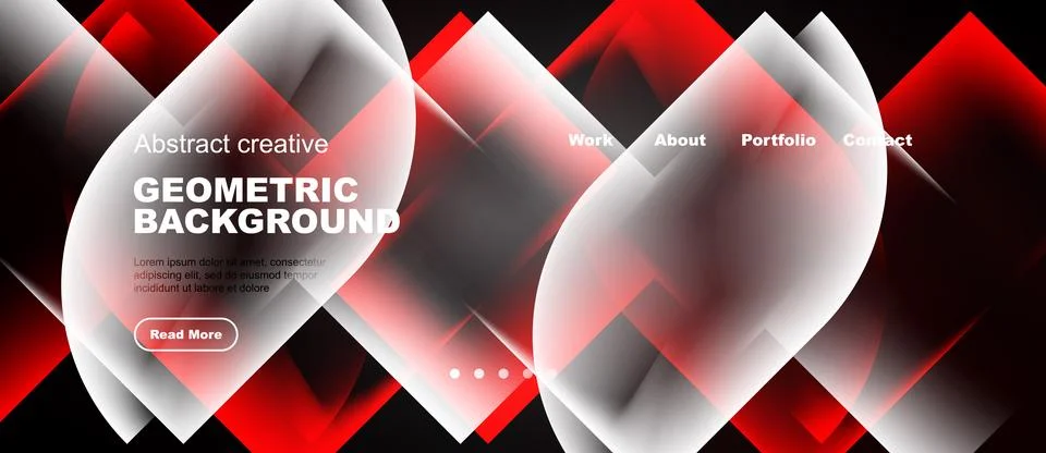Web layout with red and white neon geometric shards Stock Illustration