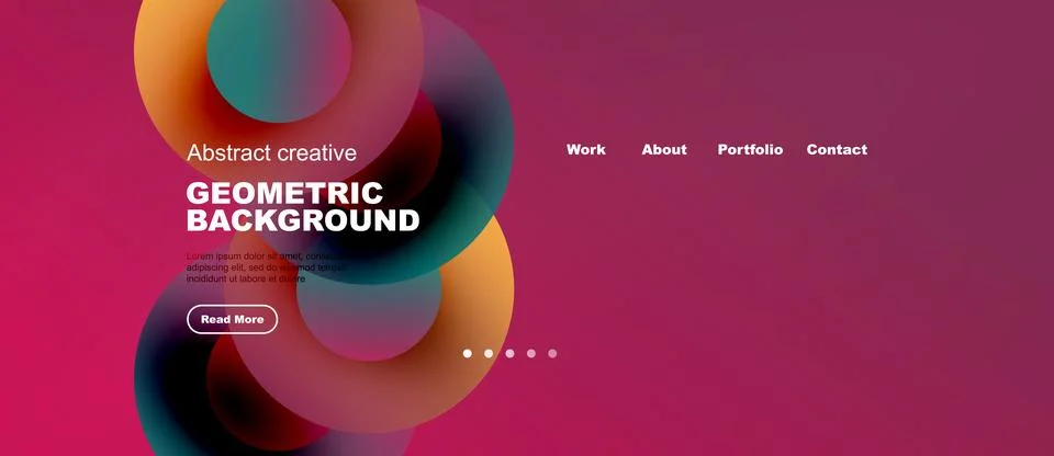 Web layout with red gradient circles and triangles Ilustración de archivo